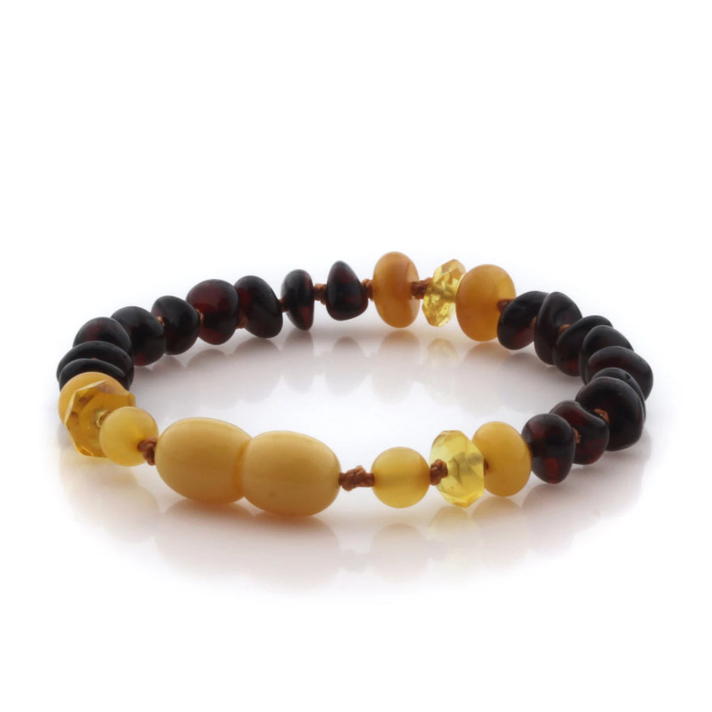 Natural Baltic Amber Teething Bracelet. Round Flat LE105