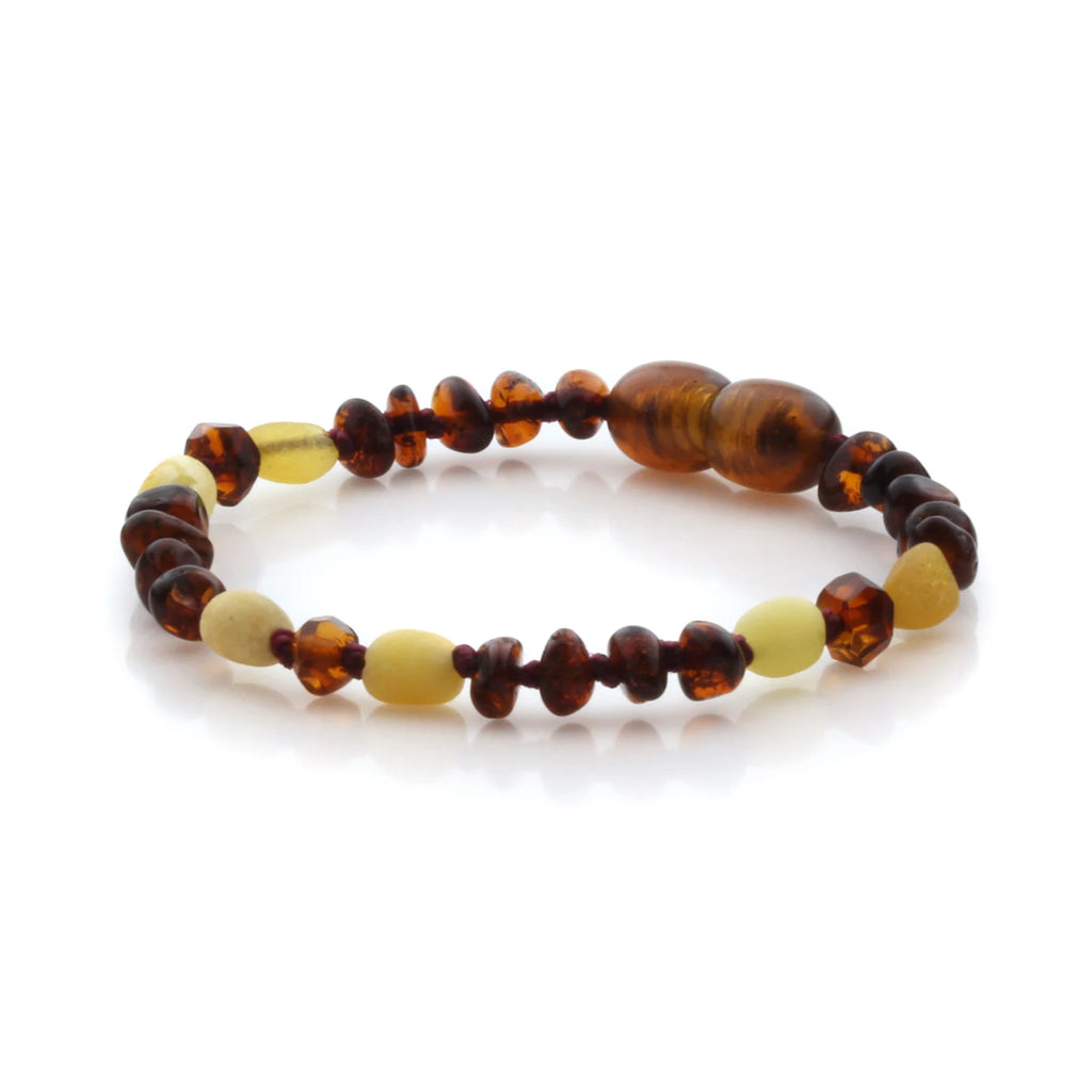 Natural Baltic Amber Teething Bracelet. Round Flat LE91