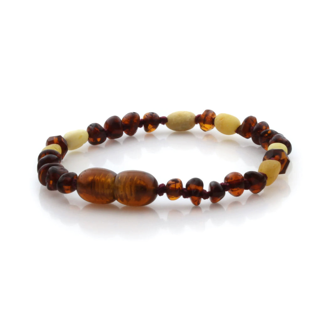 Natural Baltic Amber Teething Bracelet. Round Flat LE91