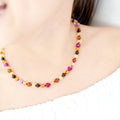 Baltic amber baroque junior necklace with agate, 38cm