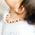 Baltic Amber Teething Necklace with Sky Blue Imperial Jasper. Baroque 5mm - LE466