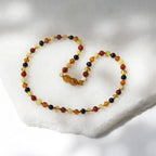 Natural Baltic Amber Junior Necklace. Baroque Multicolour 5mm - XB54M