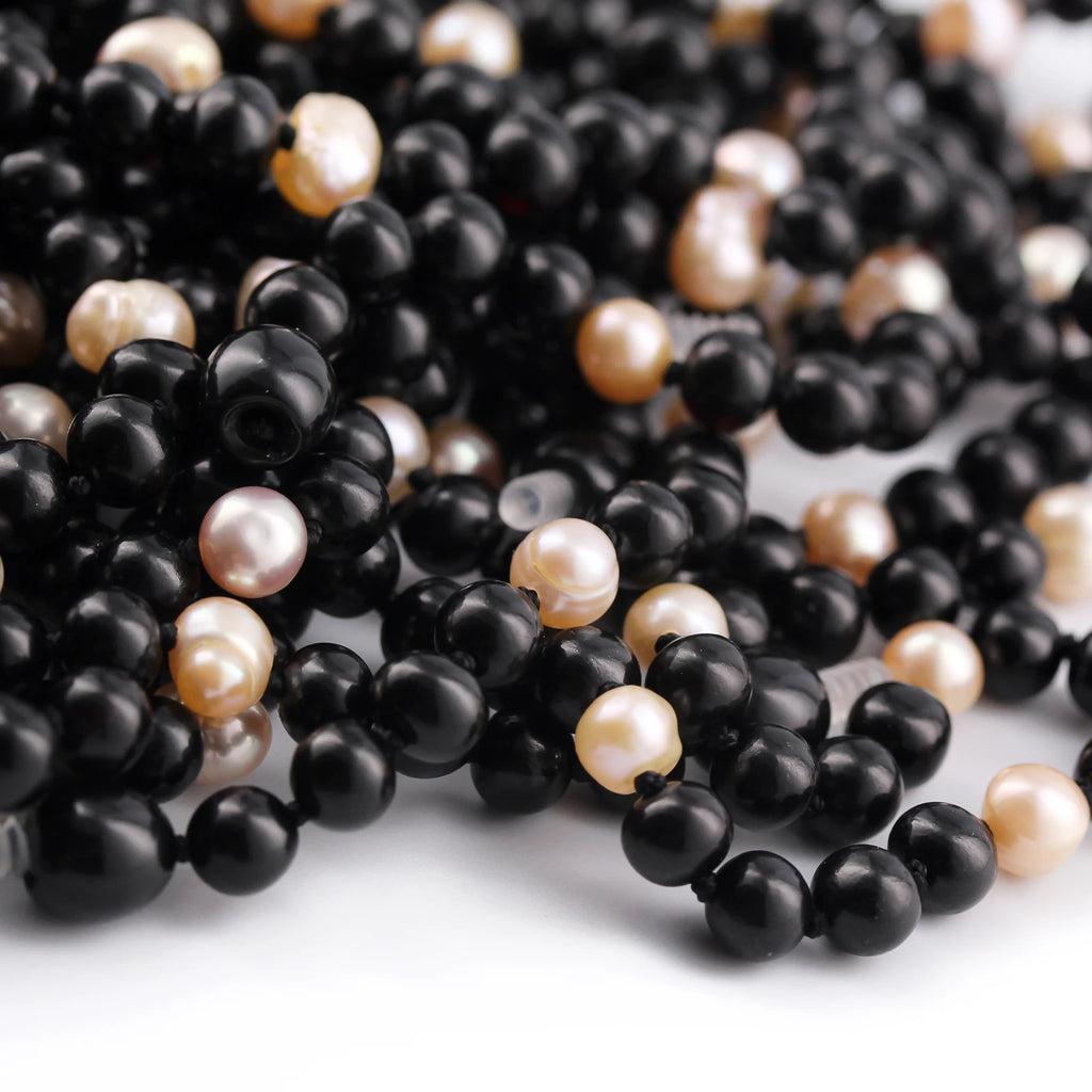 Baltic Amber Teething Necklace with Freshwater Pearl. Baroque 6mm - P3