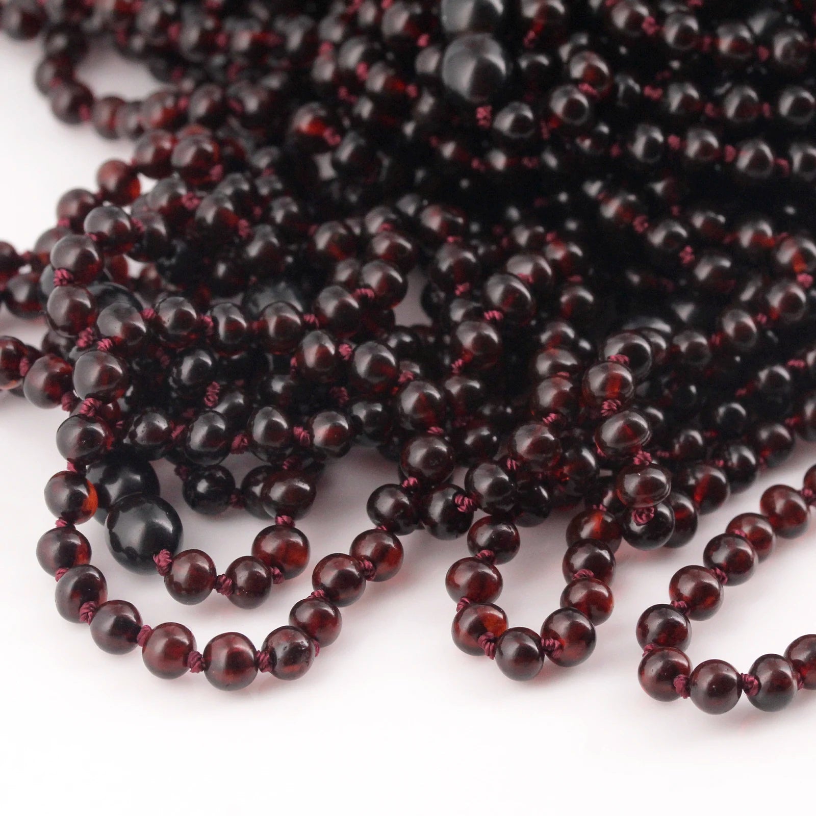 Baltic Amber Teething Necklace. Baroque Dark Cognac 5mm - XB54DC