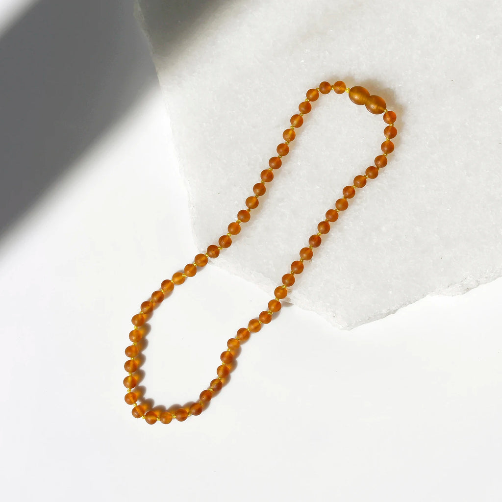 Natural Baltic Amber Junior Necklace. Baroque Light Cognac 5mm - XB54LCM-Y