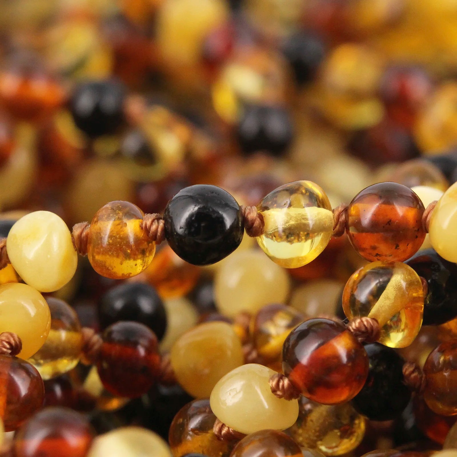 Natural Baltic Amber Junior Necklace. Baroque Multicolour 5mm - XB54M