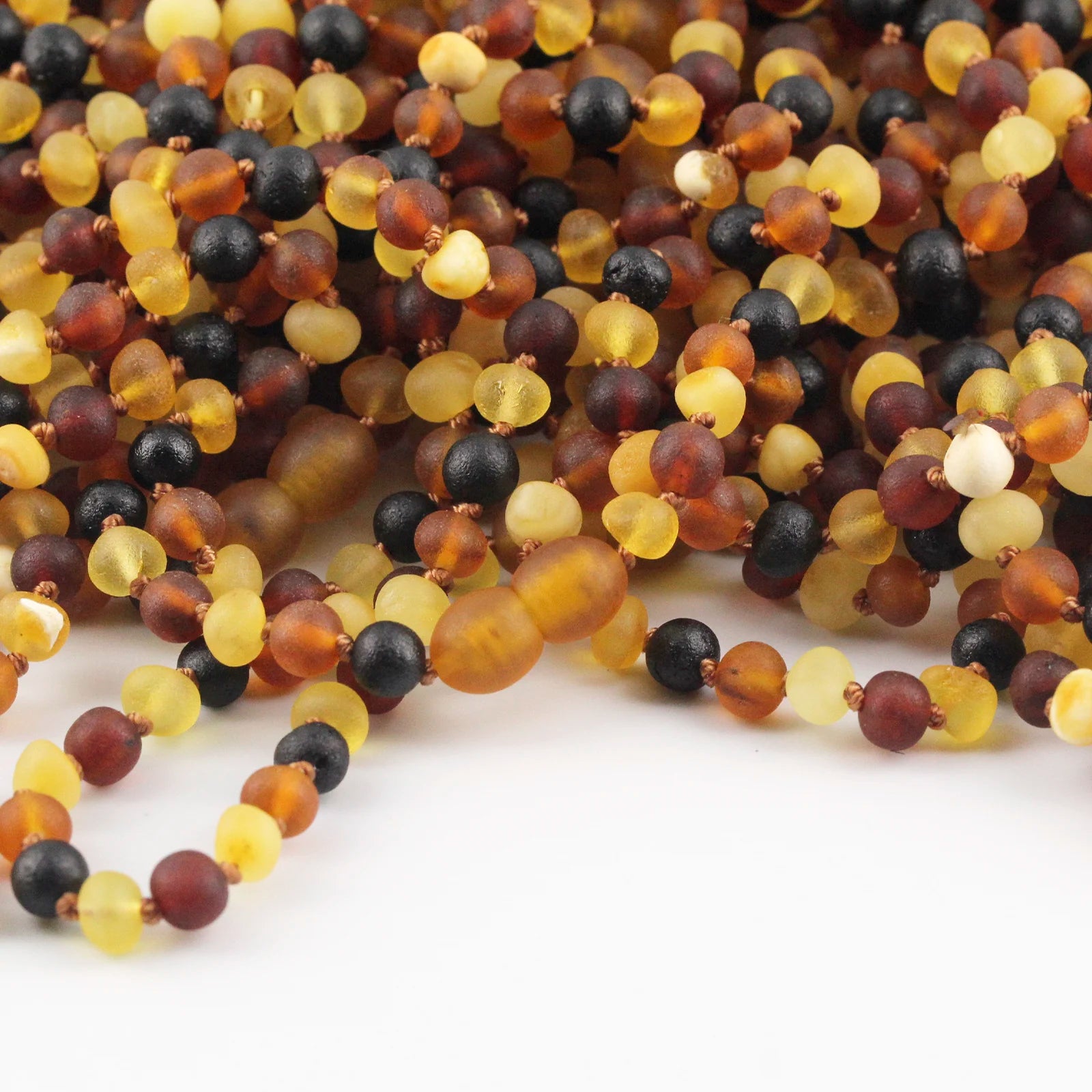 Baltic Amber Teething Necklace. Baroque Multicolour 5mm - XB54MM