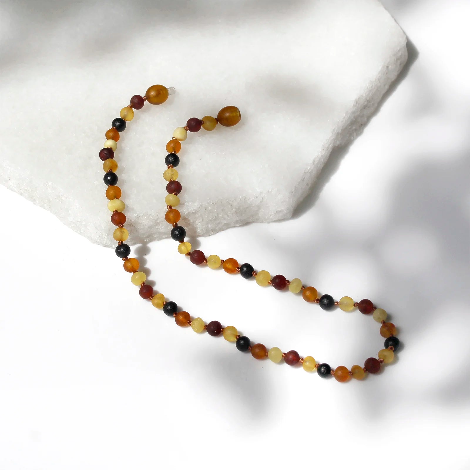 Natural Baltic Amber Junior Necklace. Baroque Multicolour 5mm - XB54MM