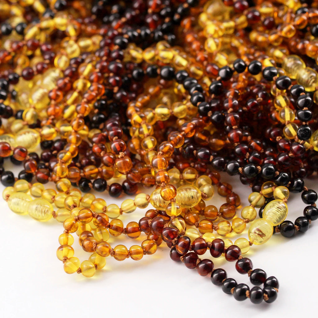 Baltic Amber Teething Necklace. Baroque Rainbow 5mm - XB54R1