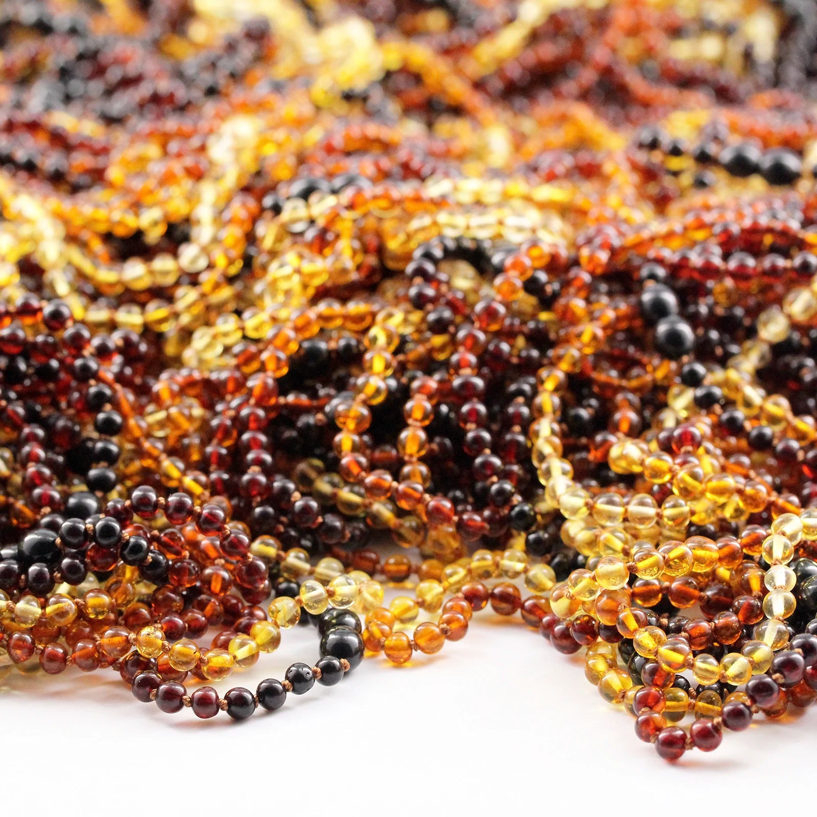 Baltic Amber Teething Necklace. Baroque Rainbow 5mm - XB54R2