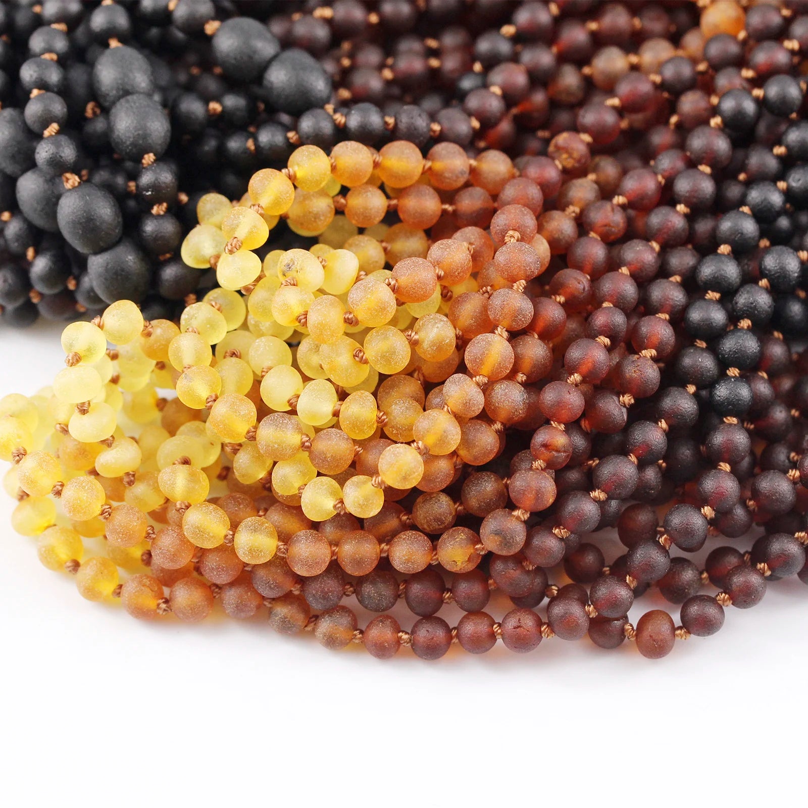 Baltic Amber Teething Necklace. Baroque Rainbow 5mm - XB54R2M