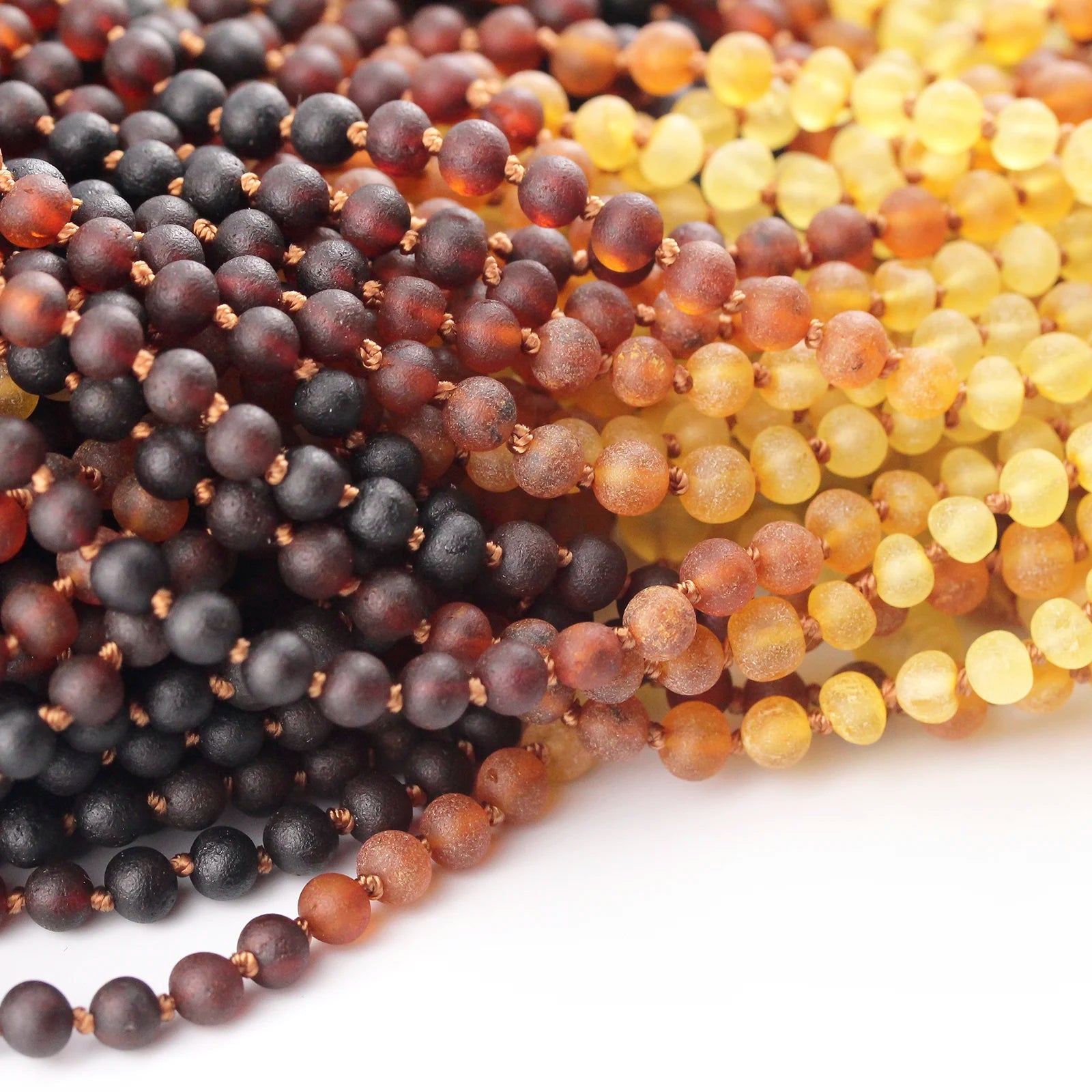 Baltic Amber Teething Necklace. Baroque Rainbow 5mm - XB54RA1M