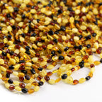 Baltic Amber Teething Necklace. Olive Multicolour 5mm - XO54M1