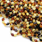 Baltic Amber Teething Necklace. Olive Multicolour 5mm - XO54M2