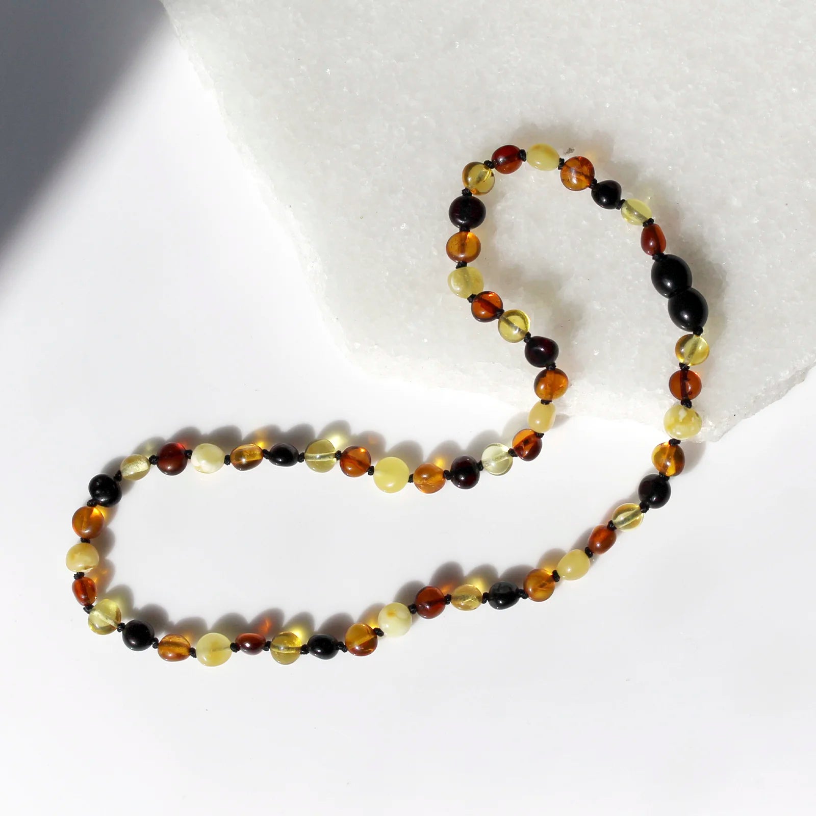 Natural Baltic Amber Junior Necklace. Side Drill Multicolour 6mm - XS64M2