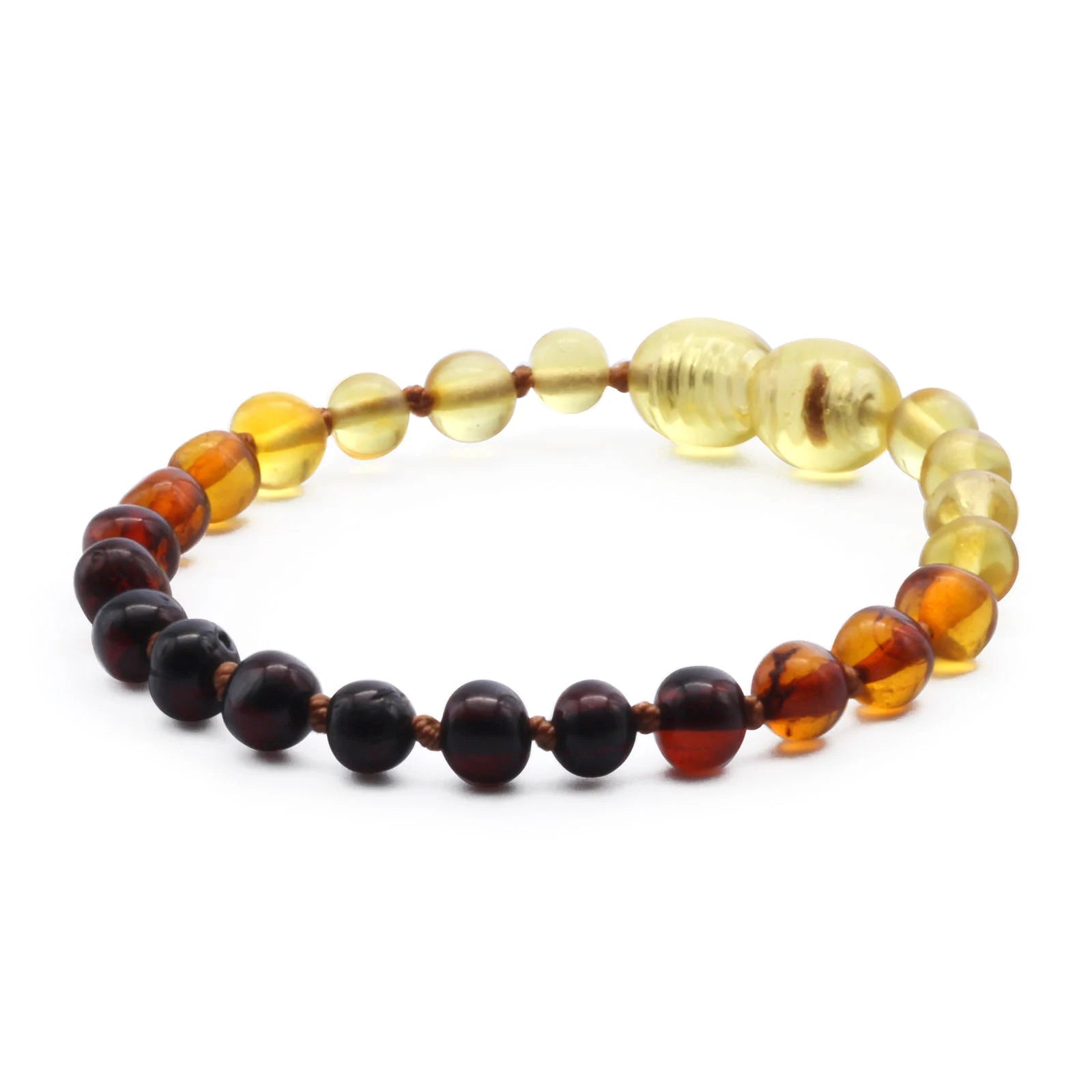 Baltic Amber Teething Bracelet. Baroque Rainbow 5mm - XB54R1