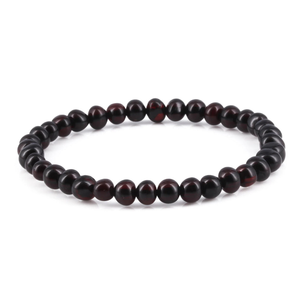 Adult Baltic Amber Bracelet. Baroque Dark Cognac 5mm - XB55DC