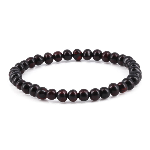 Dark cognac Baltic amber baroque adult bracelet, 18cm