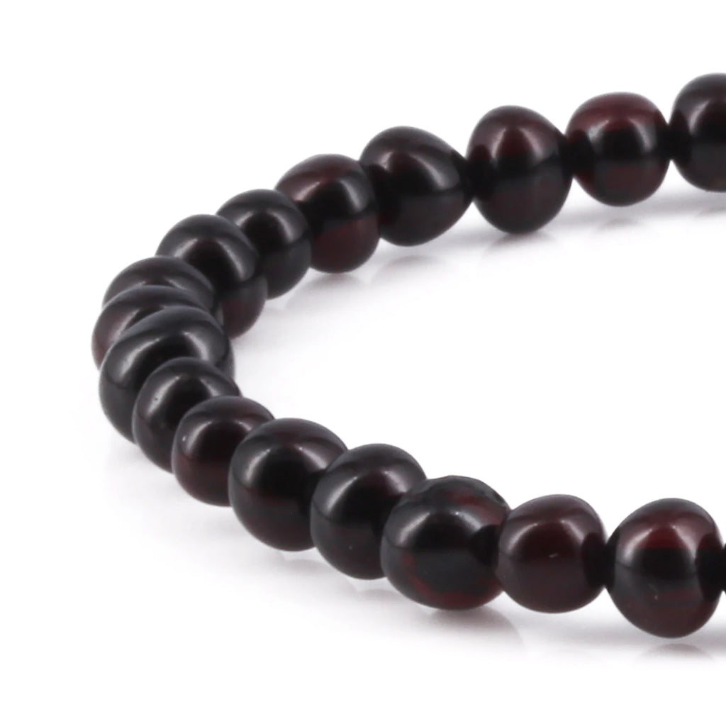 Adult Baltic Amber Bracelet. Baroque Dark Cognac 5mm - XB55DC