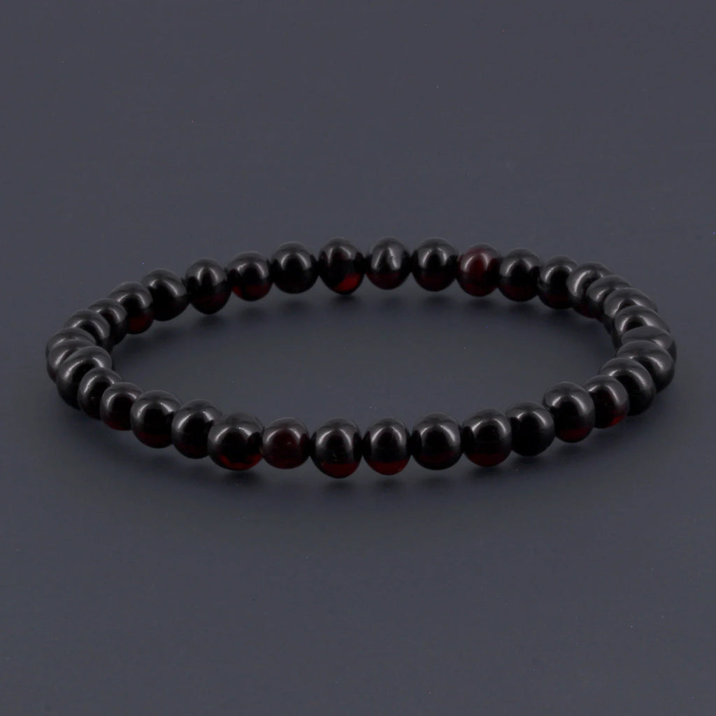 Adult Baltic Amber Bracelet. Baroque Dark Cognac 5mm - XB55DC