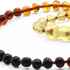 Baltic Amber Teething Necklace. Baroque Rainbow 5mm - XB54R1