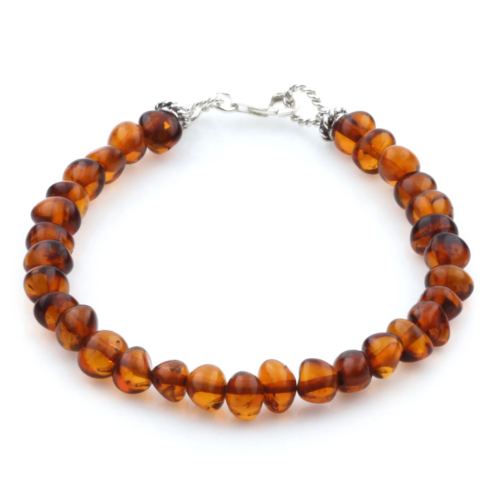 Adult Baltic Amber & 925 Sterling Silver Clasp Bracelet 18cm. SB101