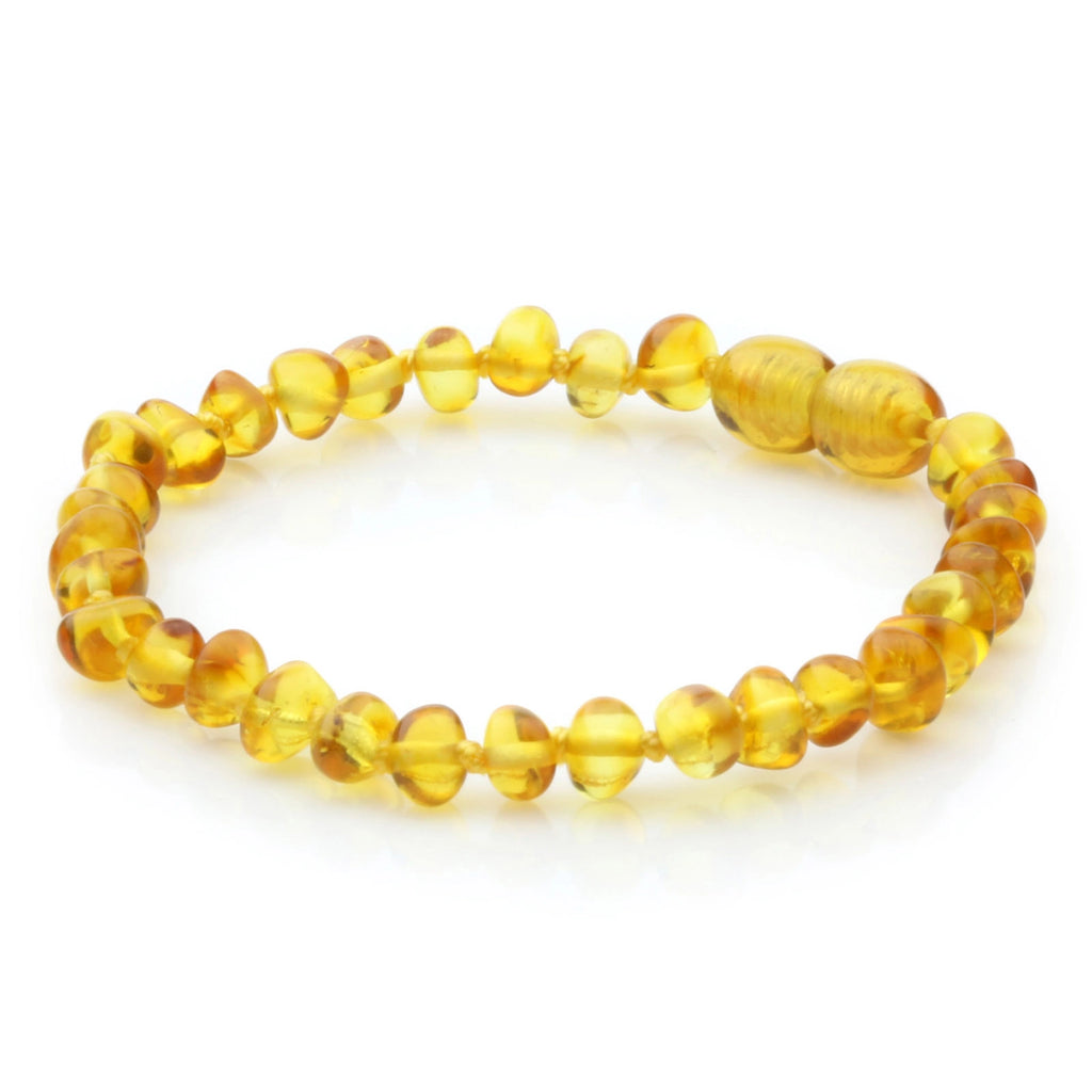 Adult Baltic Amber Bracelet. Baroque Light Cognac 5mm - BA139