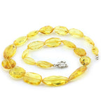 Natural Baltic Amber Necklace with 925 Sterling Silver Clasp Olive 27gr. FBR1