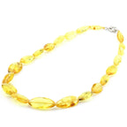 Natural Baltic Amber Necklace with 925 Sterling Silver Clasp Olive 27gr. FBR1