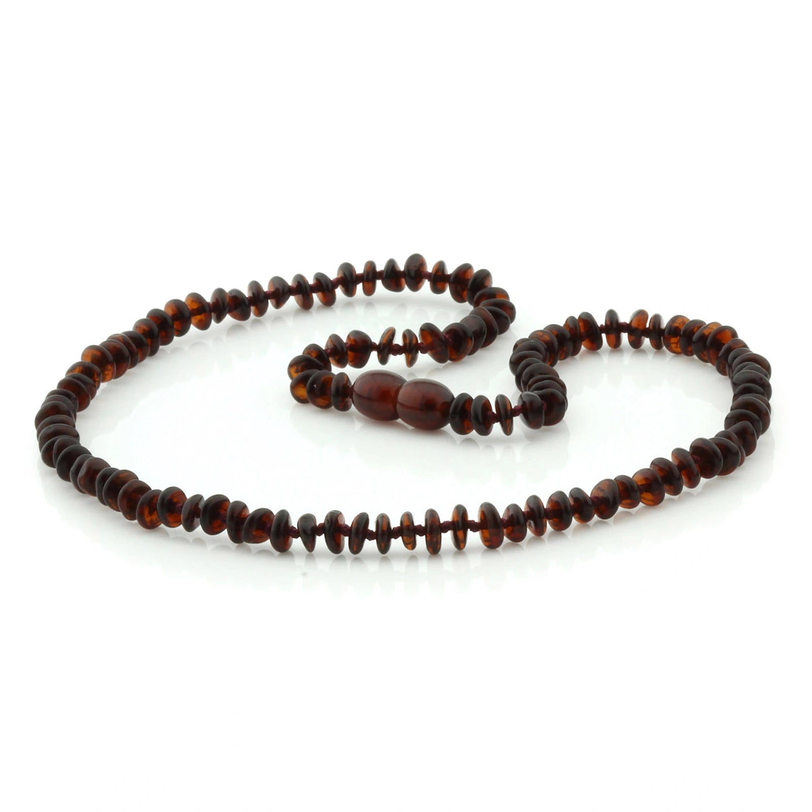 Adult Baltic Amber Necklace. Roundel Dark Cognac 5mm - RO61