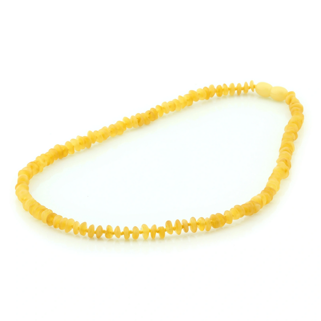 Adult Baltic Amber Necklace. Roundel Milky Yellow 5mm - RO66