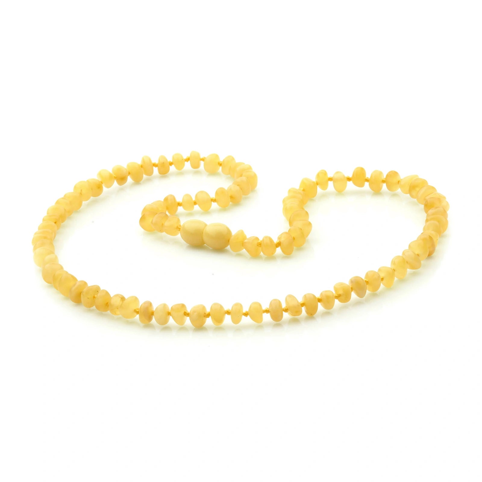 Adult Baltic Amber Necklace. Roundel Milky Yellow 5mm - RO79