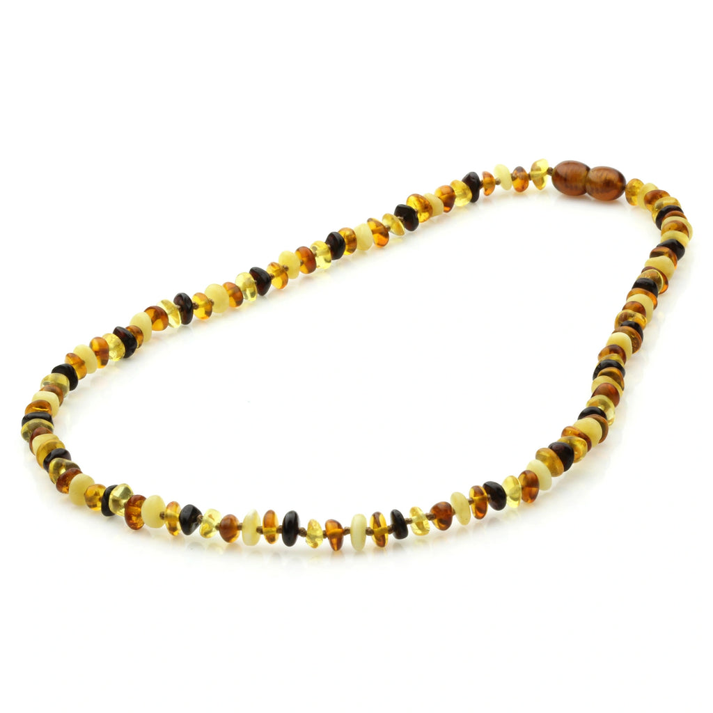 Adult Baltic Amber Necklace. Roundel Multicolour 5mm - RO60