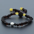 Adult Baltic Amber Bracelet with Lava Stone Mala Tassel. MS08