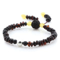 Adult Baltic Amber Bracelet with Lava Stone Mala Tassel. MS08