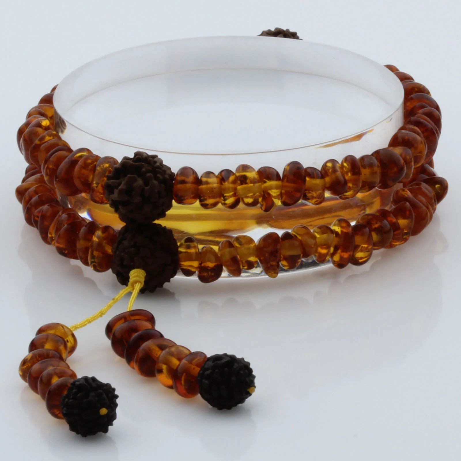 Adult Baltic Amber Bracelet with 925 Sterling Silver Mala Tassel. MD01