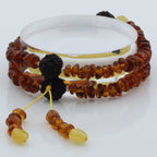 Adult Baltic Amber Bracelet with 925 Sterling Silver Mala Tassel. MD03