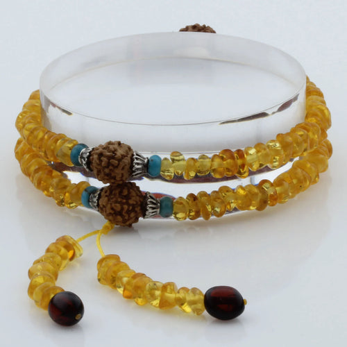 Adult Baltic Amber Bracelet with 925 Sterling Silver Mala Tassel. MD02