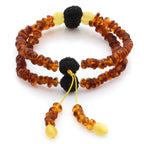 Adult Baltic Amber Bracelet with 925 Sterling Silver Mala Tassel. MD03