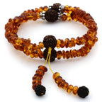 Adult Baltic Amber Bracelet with 925 Sterling Silver Mala Tassel. MD01