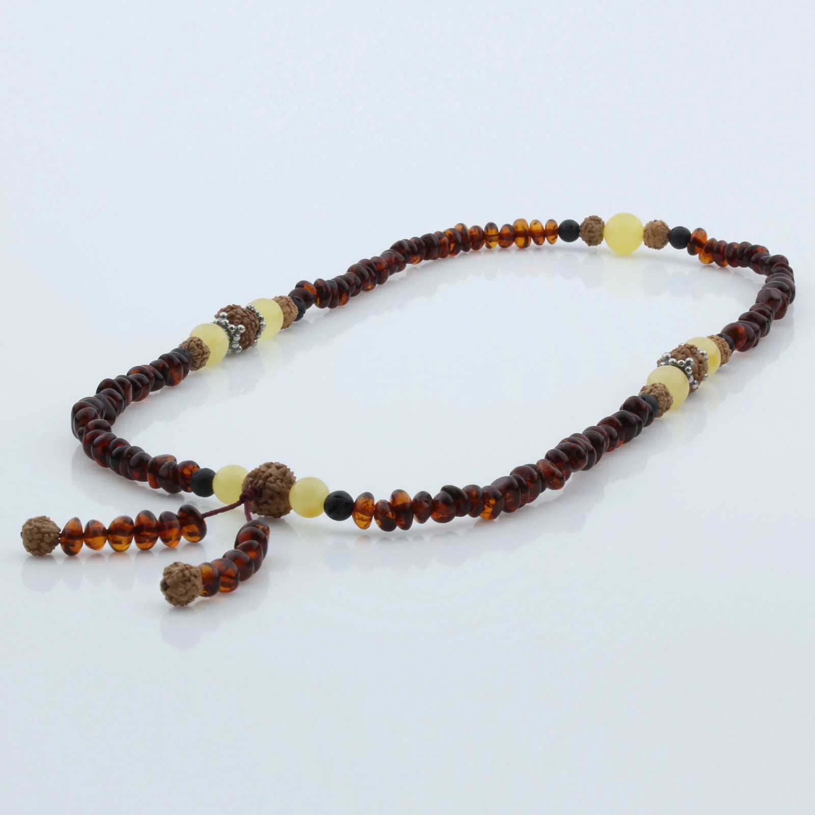 Adult Baltic Amber Bracelet with 925 Sterling Silver Mala Tassel. MT02