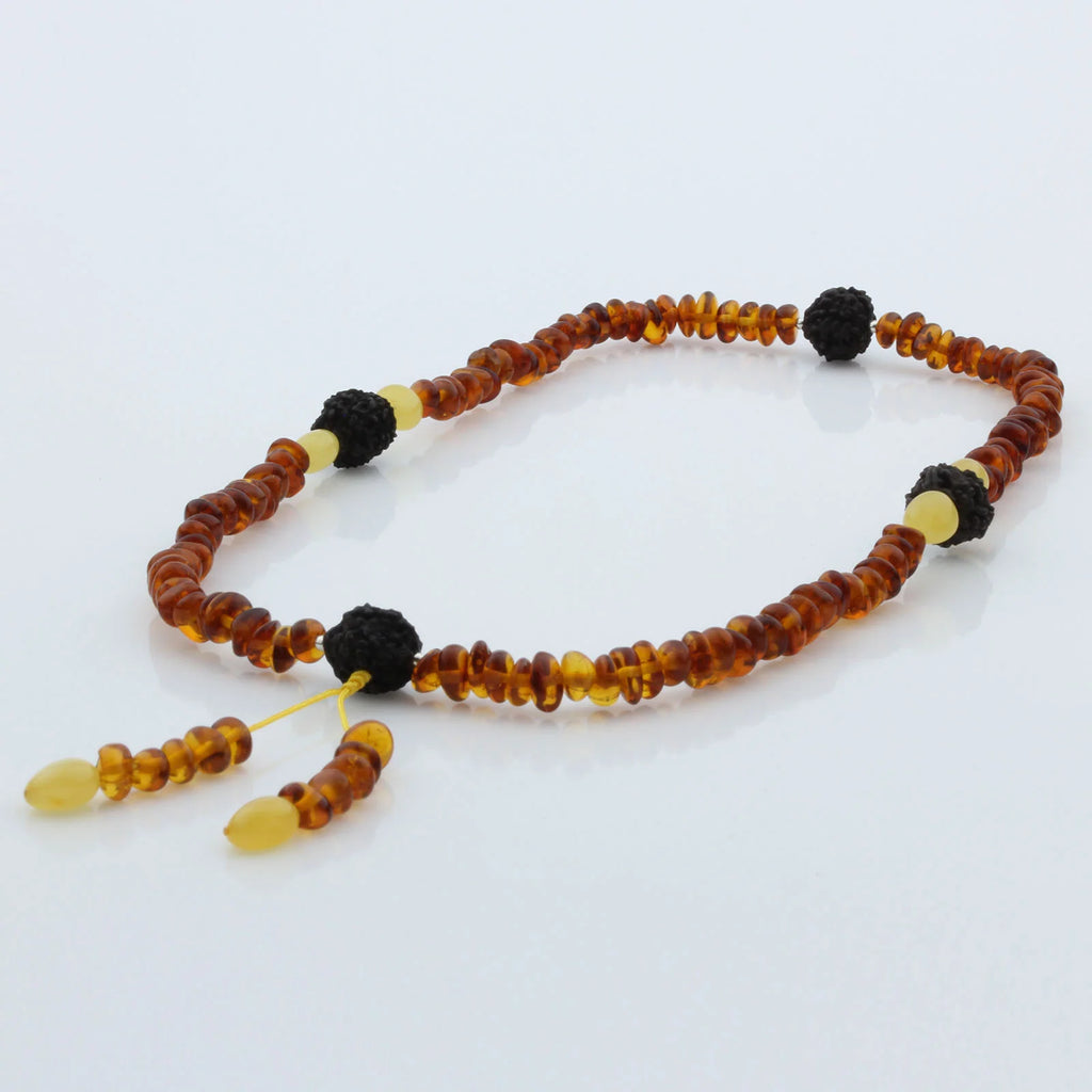 Adult Baltic Amber Bracelet with 925 Sterling Silver Mala Tassel. MD03