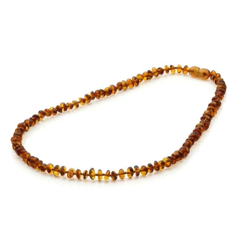 Adult Baltic Amber Necklace. Round Flat Cognac 5x3 mm
