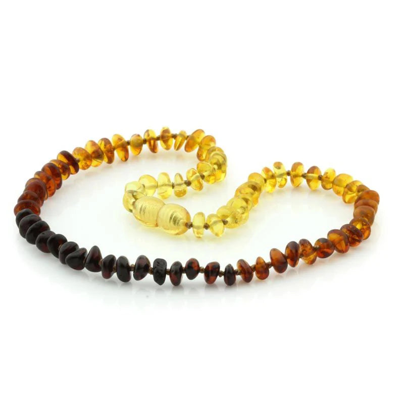 Baltic Amber Teething Necklace. Roundel Rainbow 5mm - RO1