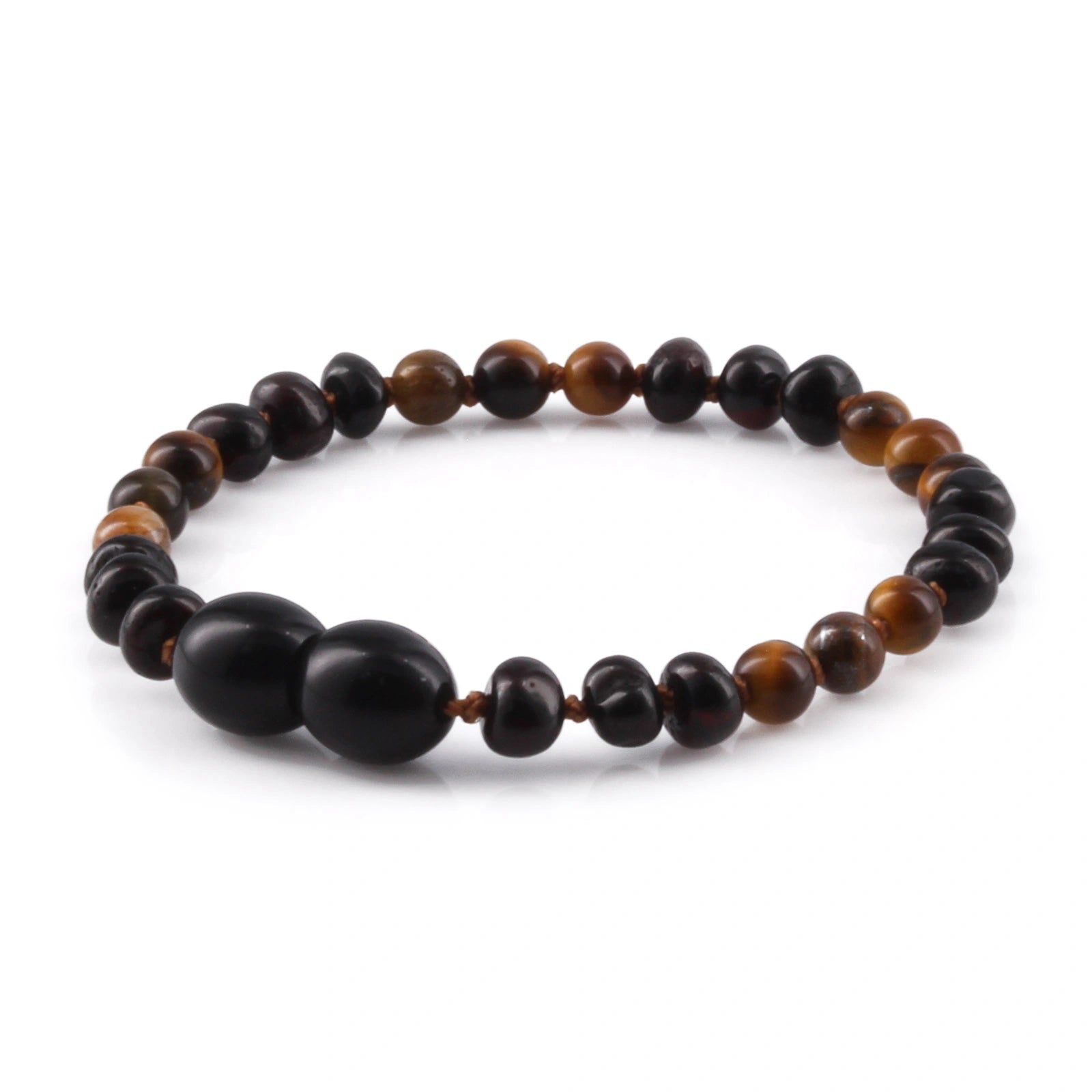 BALTIC AMBER & TIGER EYE TEETHING BRACELET. LIMITED EDITION. LE486