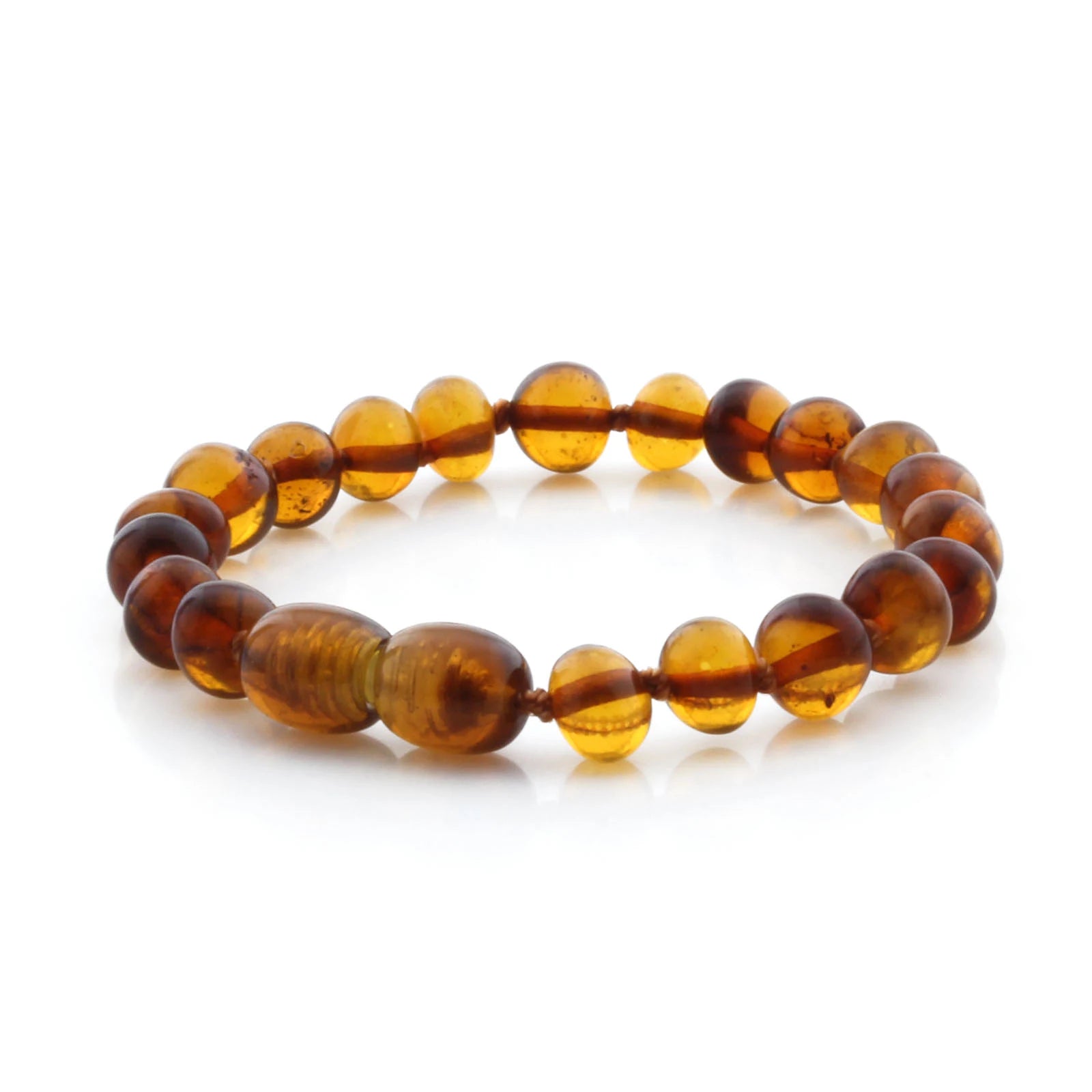 Baltic Amber Teething Bracelet. Baroque Cognac 5mm - BA77