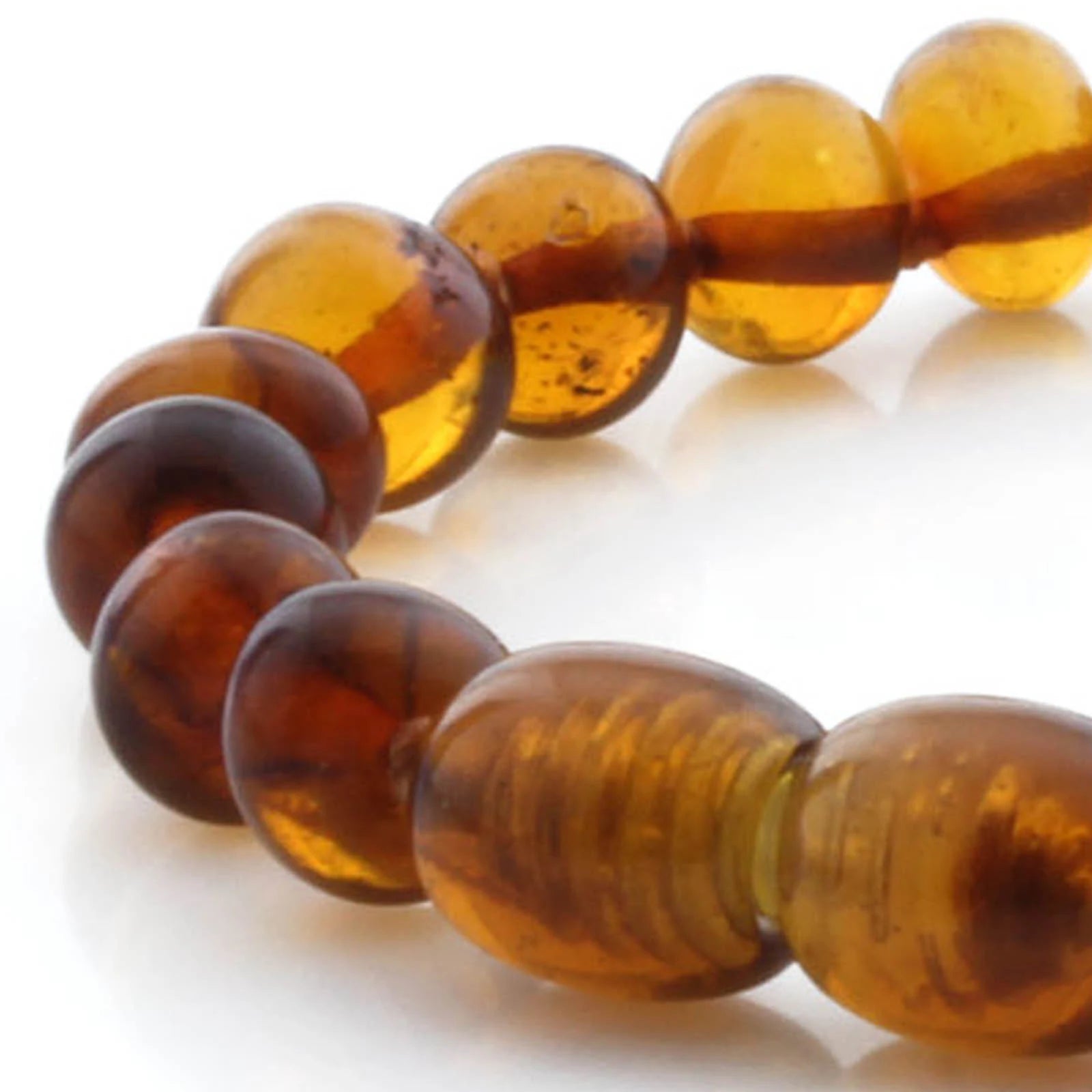 Baltic Amber Teething Bracelet. Baroque Cognac 5mm - BA77
