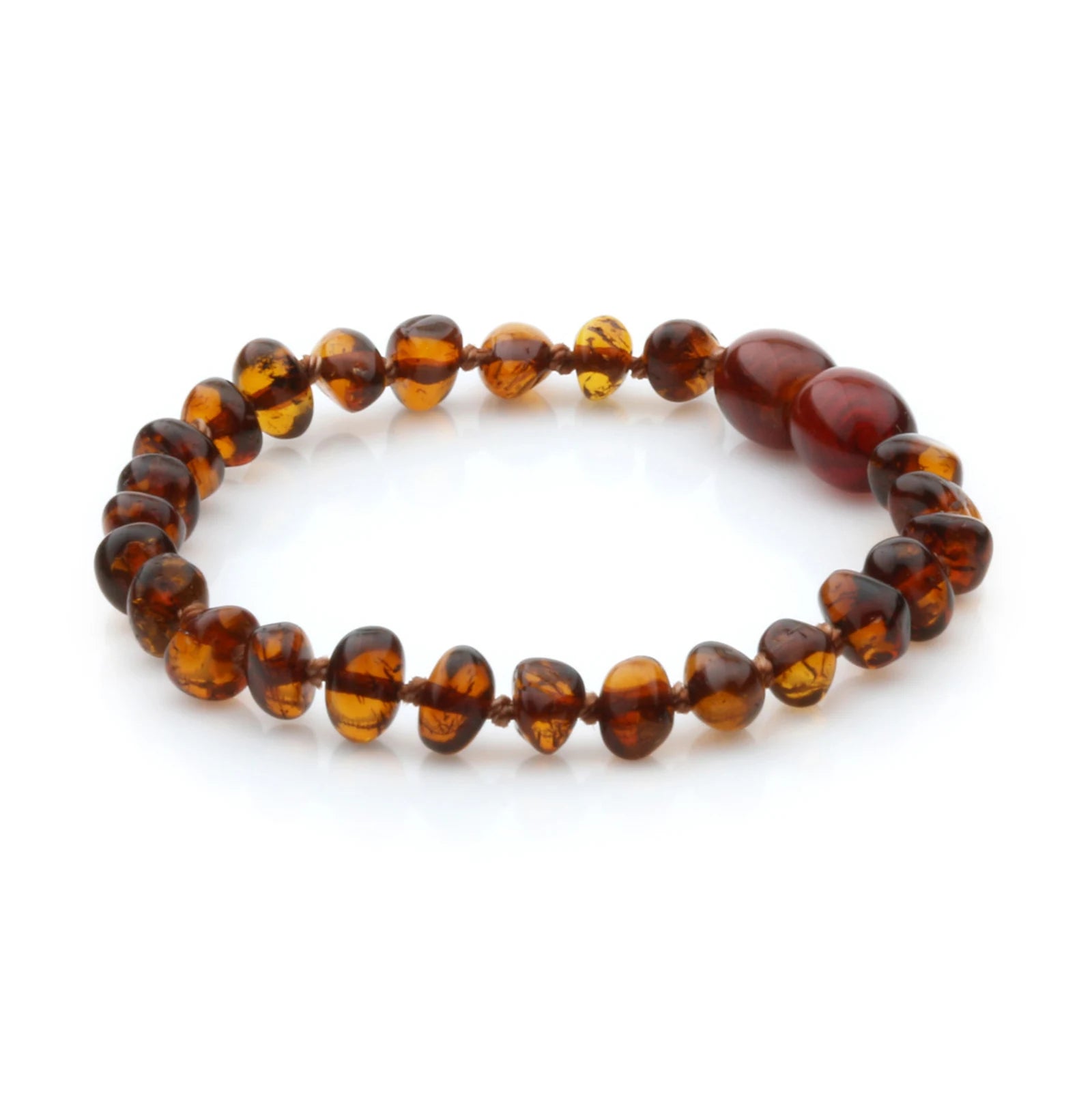 Baltic Amber Teething Bracelet. Baroque Cognac 5mm - BA104
