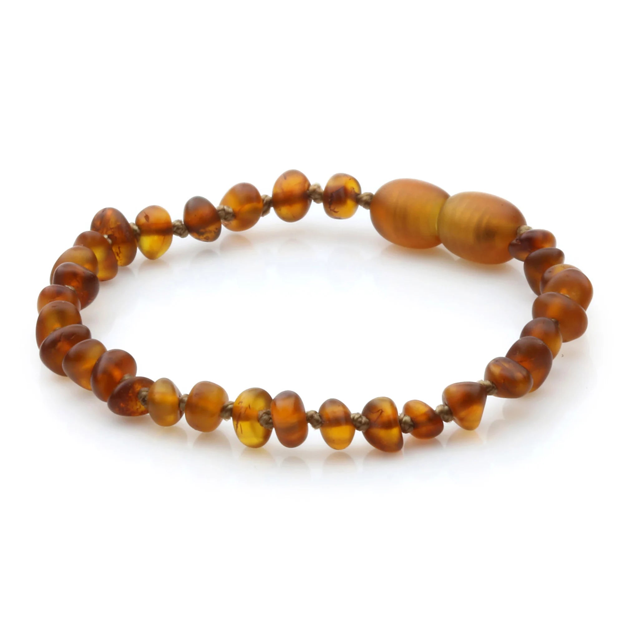 Baltic Amber Teething Bracelet. Baroque Cognac 4mm - BA131