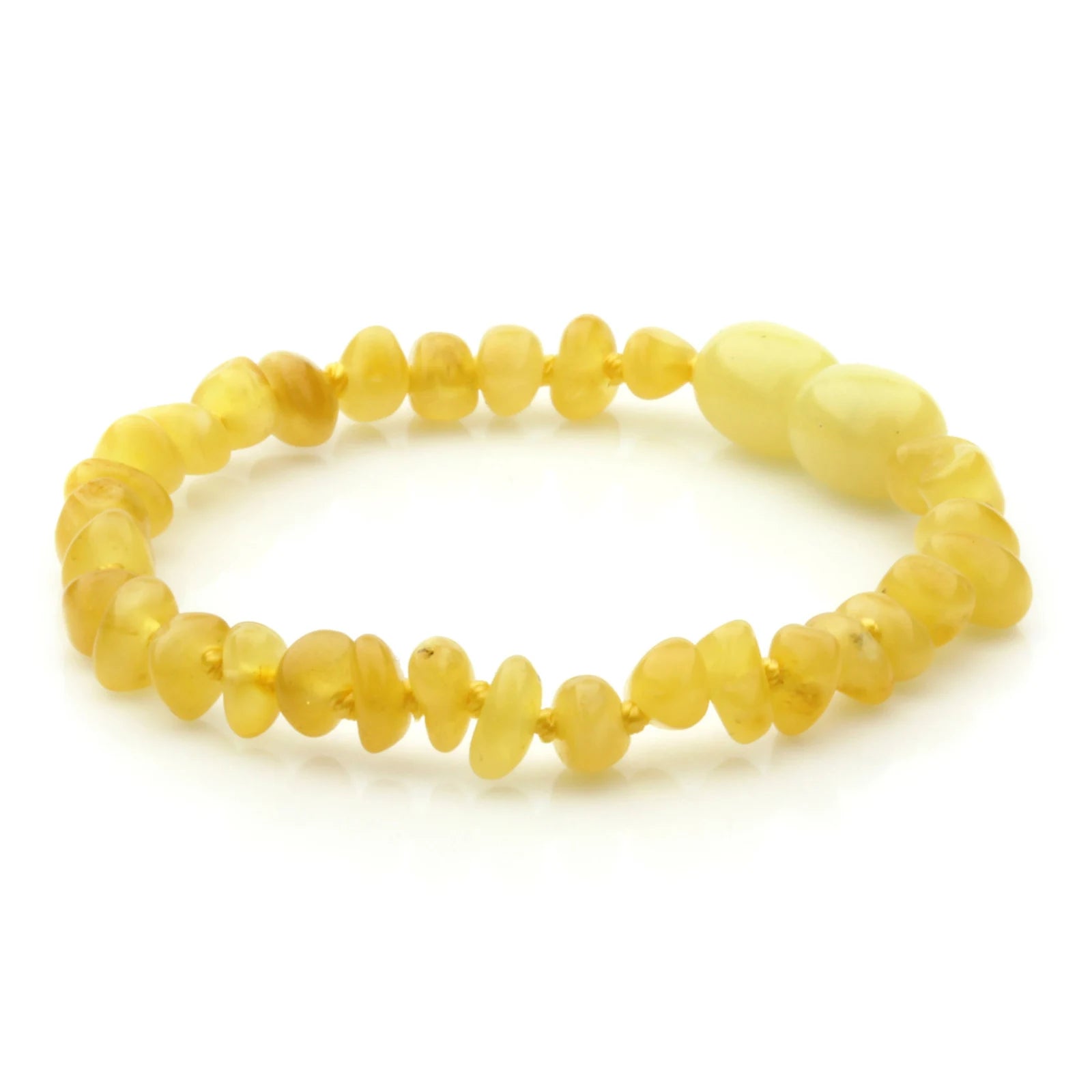 Baltic Amber Teething Bracelet. Baroque Milky Yellow 4mm - BA109